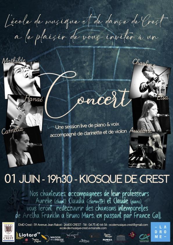 1er juin concert soir kiosque affiche